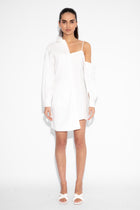 White Asymmetrical Shirt Dress