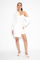 White Asymmetrical Shirt Dress