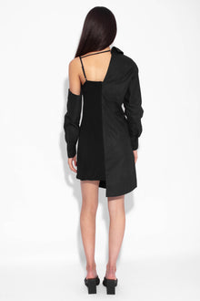 Black Asymmetrical Bodycon Shirt Dress